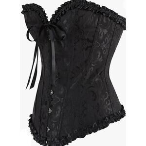 Women's Lace Up Boned Overbust Corset Bustier Size XXL